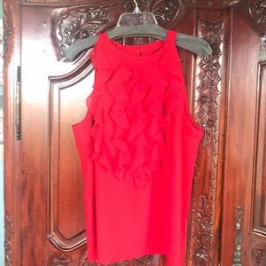Red sleeveless top